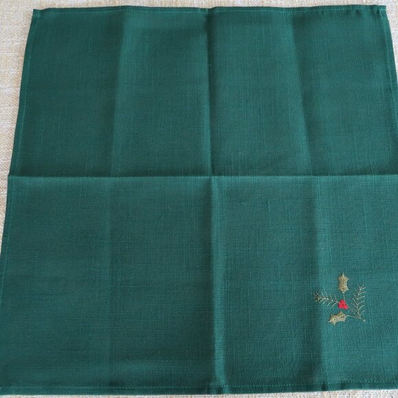 Bardwil Poinsettia Setting Embroidered Napkin Set of 2 New - Picture 3 of 5